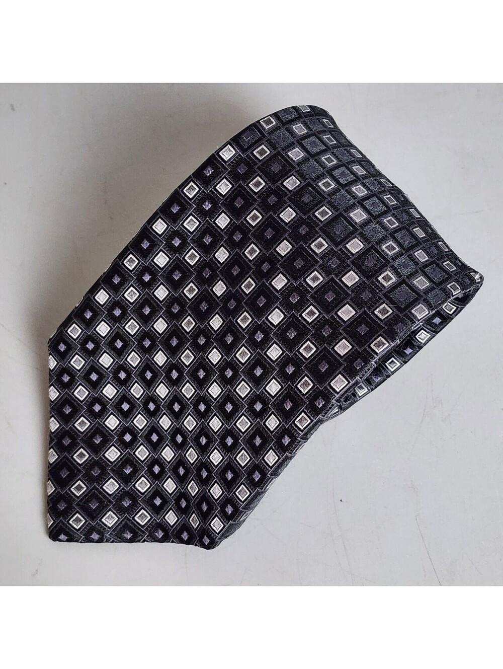 Michael Kors Men's Black Geometric Square Pattern Silk Blend Necktie Classic